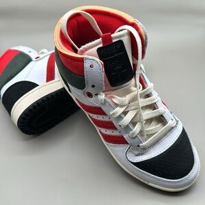 NWT! Adidas Top Ten High Top Sneakers W6/M5 White, Red, Black